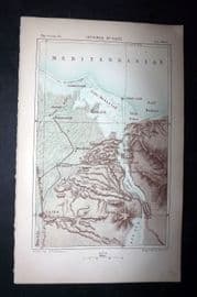 Reclus 1873 Antique Map. Isthamus of Suez. Egypt