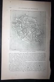 Reclus 1873 Antique Map. Ravines in the Craters of Reunion