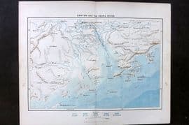 Reclus C1880 Antique Map. Canton and the Pearl River. China