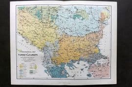 Reclus C1880 Antique Map. Ethnographical Map of Turkey in Europe