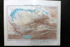 Reclus C1880 Antique Map. Lakes Balkhasi and Issik Kul. Kazakhstan
