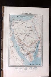 Reclus C1880 Antique Map. Peninsula of Sinai. Egypt, Red Sea