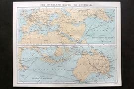 Reclus C1880 Antique Map. The Overland Route to Australia