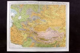Reclus C1880 Antique Map. Turkestan and Inner Asia