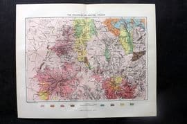 Reclus C1880 Antique Map. Volcanoes of Central France