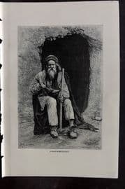 Reclus C1880 Antique Print. A Baluch Mendicant. Iran Persia