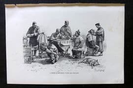 Reclus C1880 Antique Print. A Street in Kin-Kiang. China