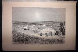 Reclus C1880 Antique Print. A Zulu Kraal, Africa