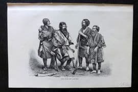 Reclus C1880 Antique Print. Aino Types and Costumes. Japan
