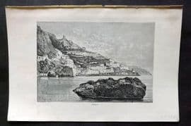 Reclus C1880 Antique Print. Amalfi, Italy