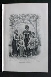 Reclus C1880 Antique Print. Armenian Types and Costumes. Armenia