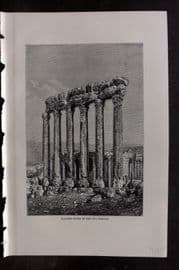Reclus C1880 Antique Print. Baalbek - Ruins of the two Temples. Lebanon