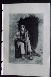 Reclus C1880 Antique Print. Baluch Mendicant, Balochistan