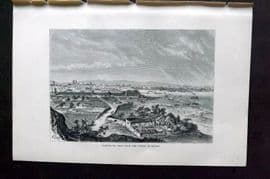 Reclus C1880 Antique Print. Barcelona, seen from The Castle of Monjui, Spain