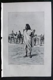 Reclus C1880 Antique Print. Bishari Camel Driver. Sudan Eritrea