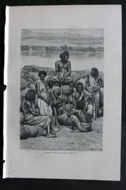 Reclus C1880 Antique Print. Bishari Gum Dealers at Korosko, Sudan Eritrea