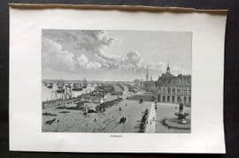 Reclus C1880 Antique Print. Bordeaux, France
