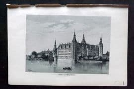 Reclus C1880 Antique Print. Castle of Frederiksborg, Denmark
