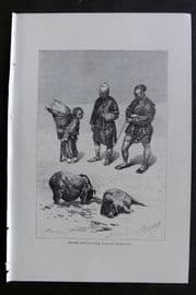 Reclus C1880 Antique Print. Chinese Miners. Upper Yangtze Highlands. China