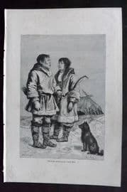 Reclus C1880 Antique Print. Chukchi Types and Costume, Siberia Russia