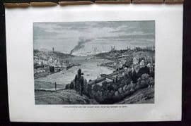 Reclus C1880 Antique Print. Constantinople and the Golden Horn, Turkey