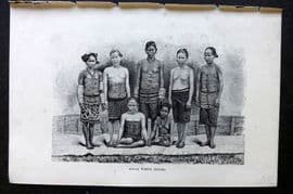 Reclus C1880 Antique Print. Dayak Women. Borneo