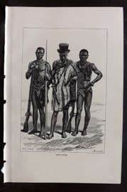 Reclus C1880 Antique Print. Felup Types. Guinea Africa