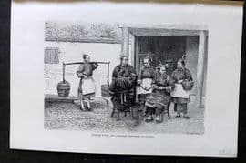 Reclus C1880 Antique Print. Female Types and Costumes. Province of Fokien China