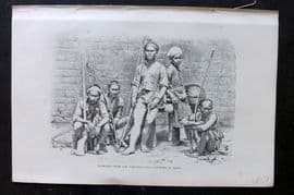 Reclus C1880 Antique Print. Formosan Types and Costume. Butan Captives in Japan
