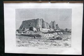 Reclus C1880 Antique Print. Fortress of Veramin, Persia Iran