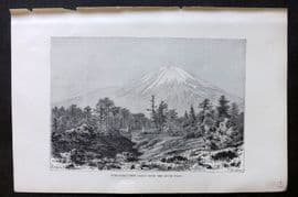 Reclus C1880 Antique Print. Fuzi Yama - Mount Fuji, Japan