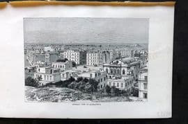 Reclus C1880 Antique Print. General View of Alexandria, Egypt