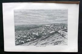 Reclus C1880 Antique Print. General View of El-Kef, Tunisia