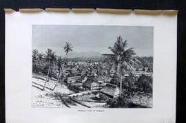 Reclus C1880 Antique Print. General View of Manado, Indonesia