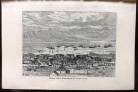 Reclus C1880 Antique Print. General View of Porto Grande. St. Vincent Island. Cape Verde