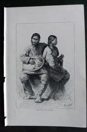 Reclus C1880 Antique Print. Gold Types and Costumes, Russia