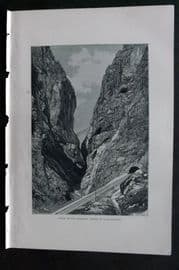 Reclus C1880 Antique Print. Gorge de Los Gaitanes, Defile of Guadalhorce. Spain