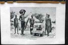 Reclus C1880 Antique Print. Group of Makrakas, Africa