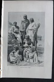 Reclus C1880 Antique Print. Group of Nubian Women, Egypt