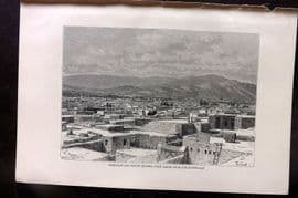 Reclus C1880 Antique Print. Hamadan and Mount Elvend. Iran