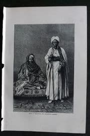 Reclus C1880 Antique Print. Kadi or Khartum and Hadendoa Sheikh, Sudan