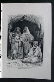 Reclus C1880 Antique Print. Khumir Man, Women and Child. North Africa