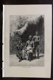 Reclus C1880 Antique Print. King of Assini. Ivory Coast Africa