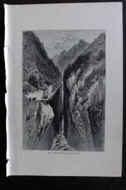 Reclus C1880 Antique Print. Lantzan Kiang - Hogg's Gorge. China