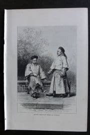 Reclus C1880 Antique Print. Manchi Ministers - Chiefs of Banners. China