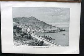 Reclus C1880 Antique Print. Oran - View taken from the Marina, Algeria