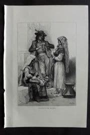 Reclus C1880 Antique Print. Peasants of the Abruzzos, Italy