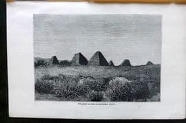 Reclus C1880 Antique Print. Pyramids of Meroe, Southern Group. Sudan