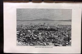 Reclus C1880 Antique Print. Smyrna taken from Mount Pagus. Izmir Turkey