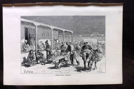 Reclus C1880 Antique Print. Street Scene, Yarkand, China